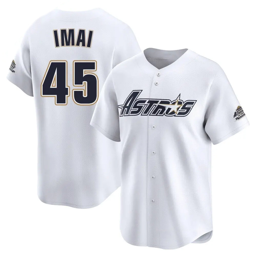 Pouc H.Astros #45 Tatsuya Imai Player White Throwback Cooperstown Collection Limited Stitched Jerseys