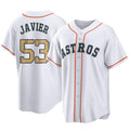 Pouc H.Astros #53 Cristian Javier Player Gold Collection Game Home Stitched Jerseys
