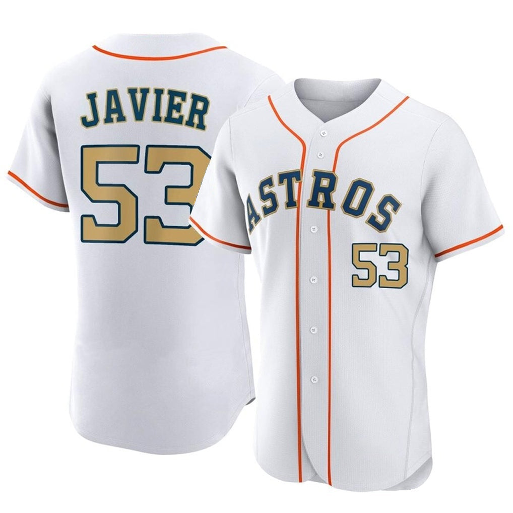 Pouc H.Astros #53 Cristian Javier Player Gold Collection Limited Elite Home Stitched Jerseys