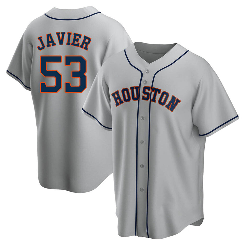 Pouc H.Astros #53 Cristian Javier Player Gray Home Game Stitched Jerseys