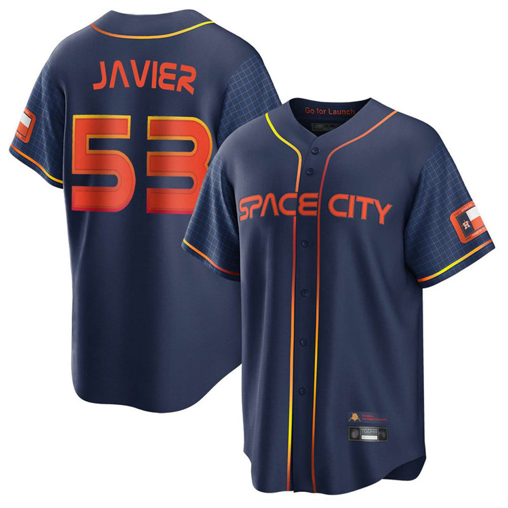Pouc H.Astros #53 Cristian Javier Player Navy City Connect Home Game Stitched Jerseys