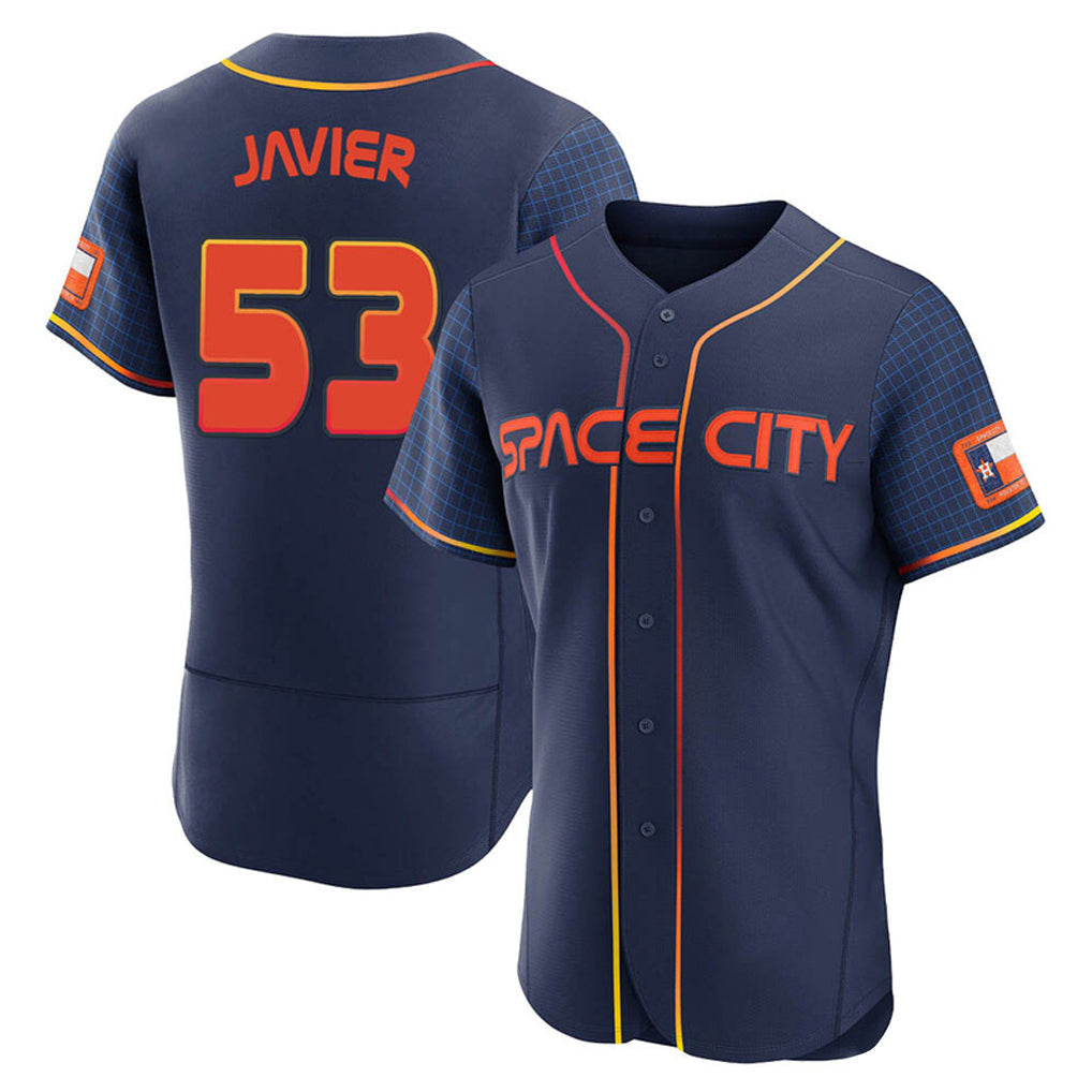 Pouc H.Astros #53 Cristian Javier Player Navy City Connect Limited Elite Home Stitched Jerseys