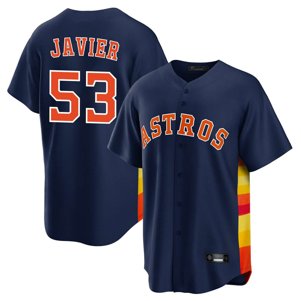 Pouc H.Astros #53 Cristian Javier Player Navy Home Game Stitched Jerseys