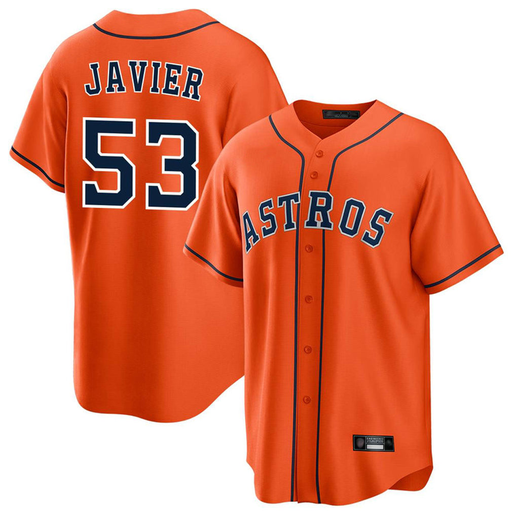 Pouc H.Astros #53 Cristian Javier Player Orange Home Game Stitched Jerseys