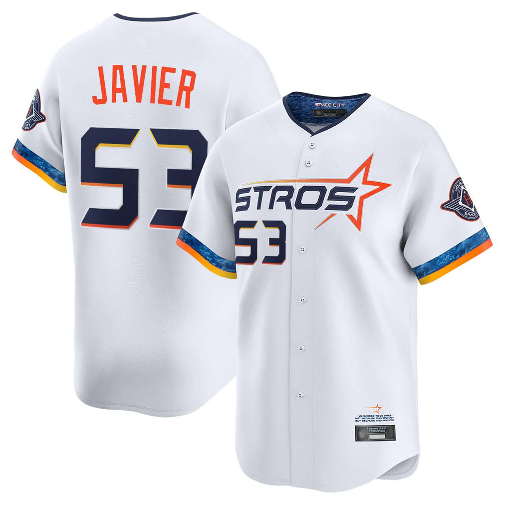 Pouc H.Astros #53 Cristian Javier Player White City Connect Limited Home Stitched Jerseys