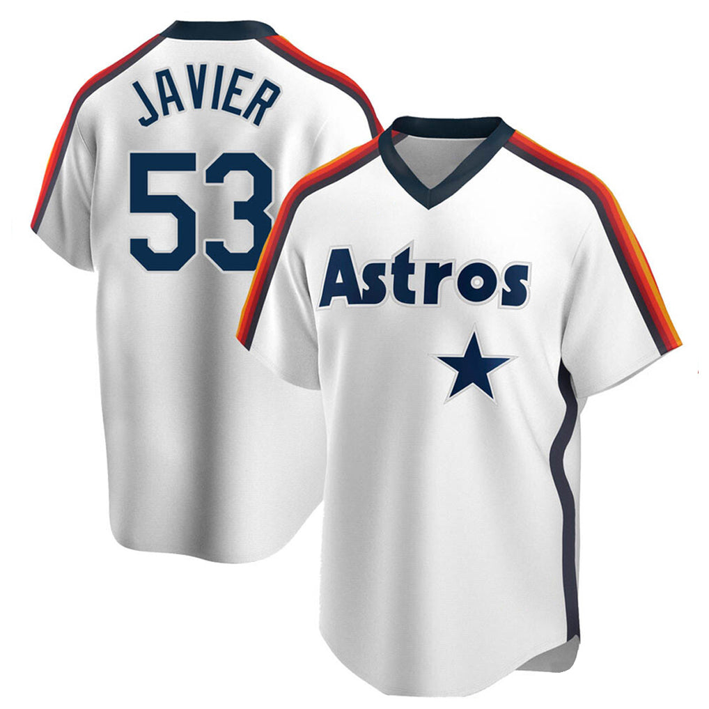 Pouc H.Astros #53 Cristian Javier Player White Cooperstown Collection T-shirt Stitched Jerseys