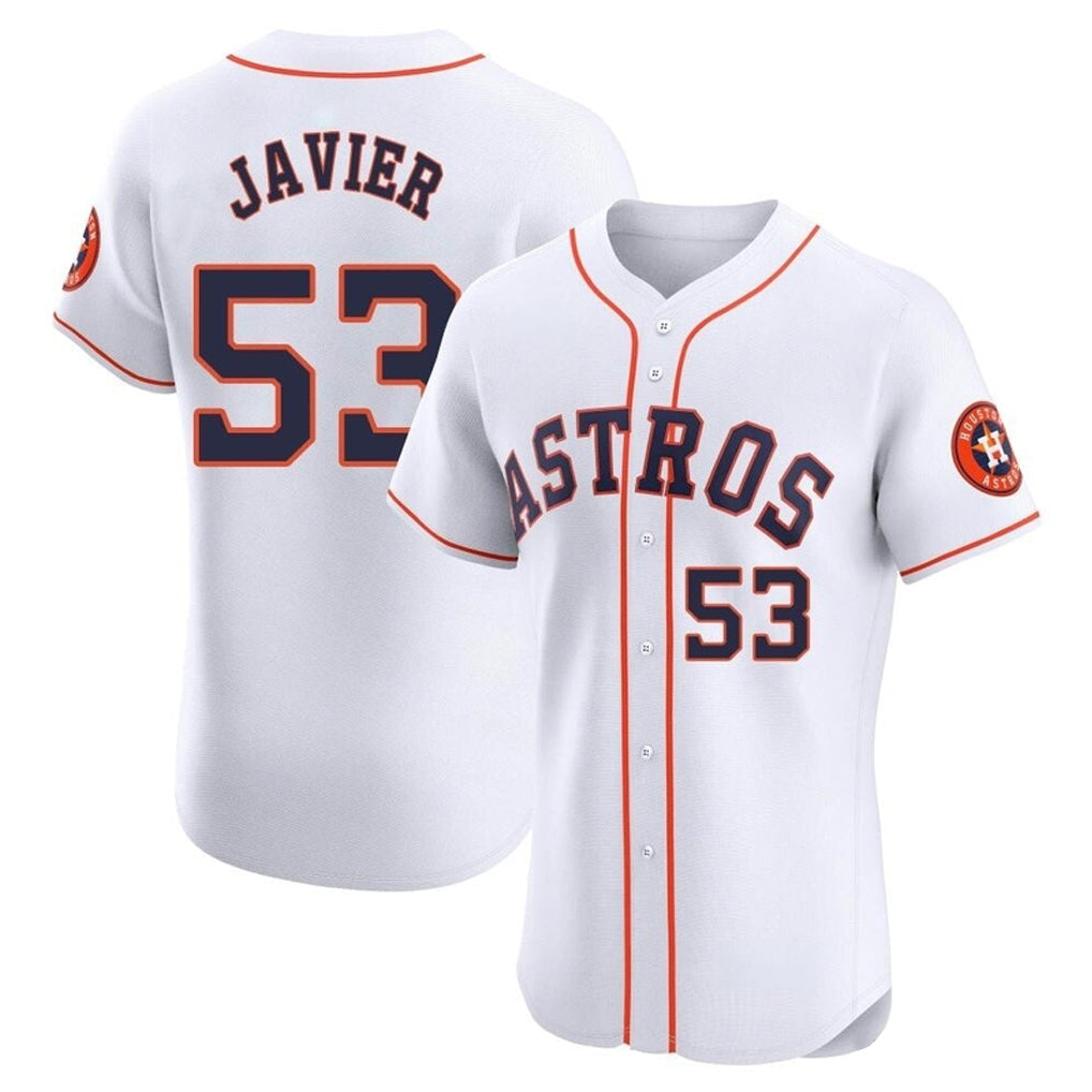 Pouc H.Astros #53 Cristian Javier Player White Limited Elite Home Stitched Jerseys