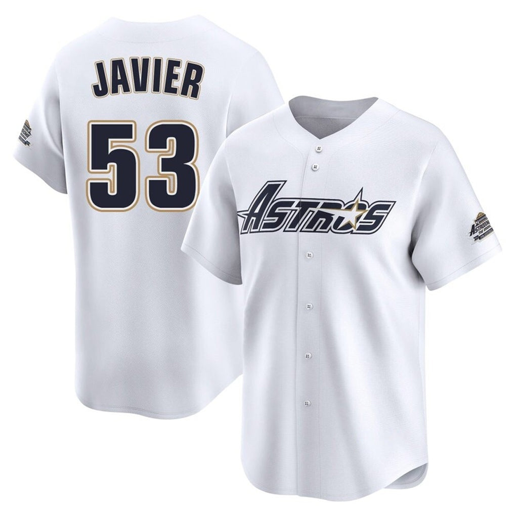 Pouc H.Astros #53 Cristian Javier Player White Throwback Cooperstown Collection Limited Stitched Jerseys