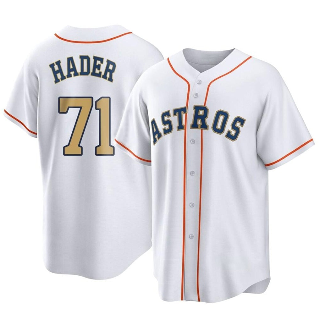 Pouc H.Astros #71 Josh Hader Player Gold Collection Game Home Stitched Jerseys