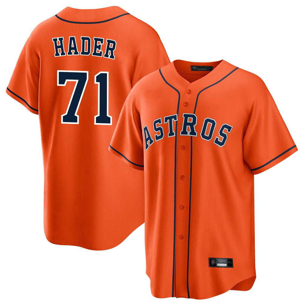 Pouc H.Astros #71 Josh Hader Player Orange Home Game Stitched Jerseys