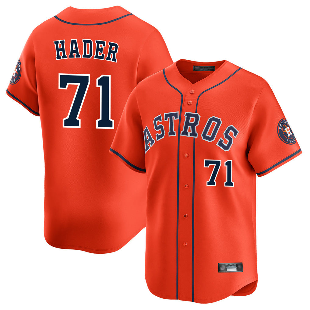 Pouc H.Astros #71 Josh Hader Player Orange Home Limited Stitched Jerseys