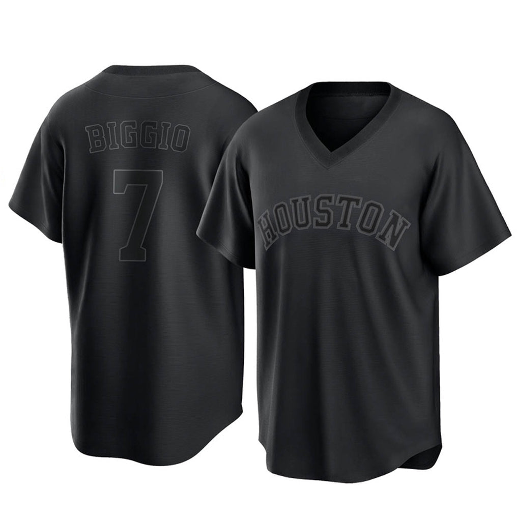 Pouc H.Astros #7 Craig Biggio Player Black Fashion T-shirt Home Game Stitched Jerseys