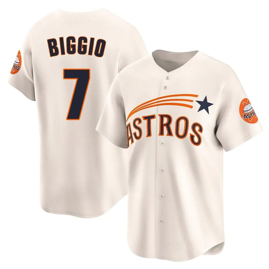Pouc H.Astros #7 Craig Biggio Player Cream Throwback Cooperstown Collection Limited Stitched Jerseys