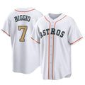 Pouc H.Astros #7 Craig Biggio Player Gold Collection Game Home Stitched Jerseys