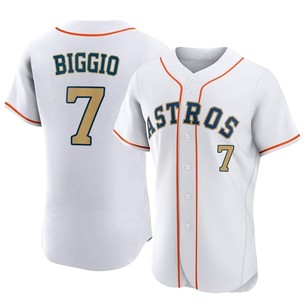 Pouc H.Astros #7 Craig Biggio Player Gold Collection Limited Elite Home Stitched Jerseys