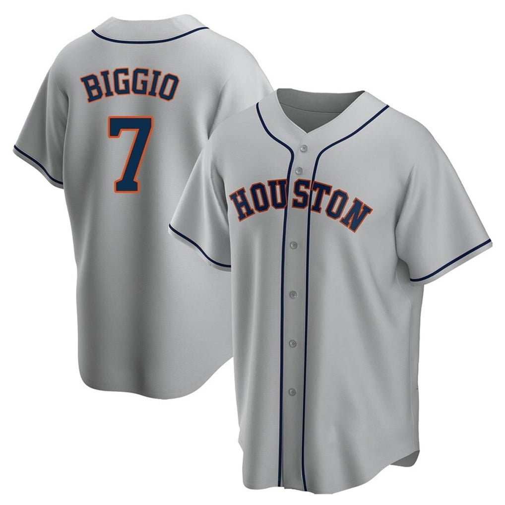 Pouc H.Astros #7 Craig Biggio Player Gray Home Game Stitched Jerseys