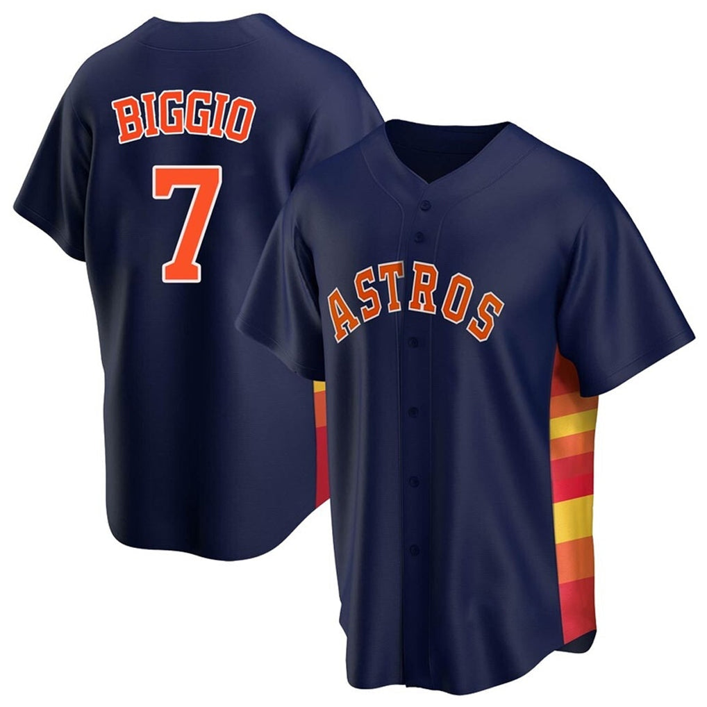 Pouc H.Astros #7 Craig Biggio Player Navy Home Game Stitched Jerseys