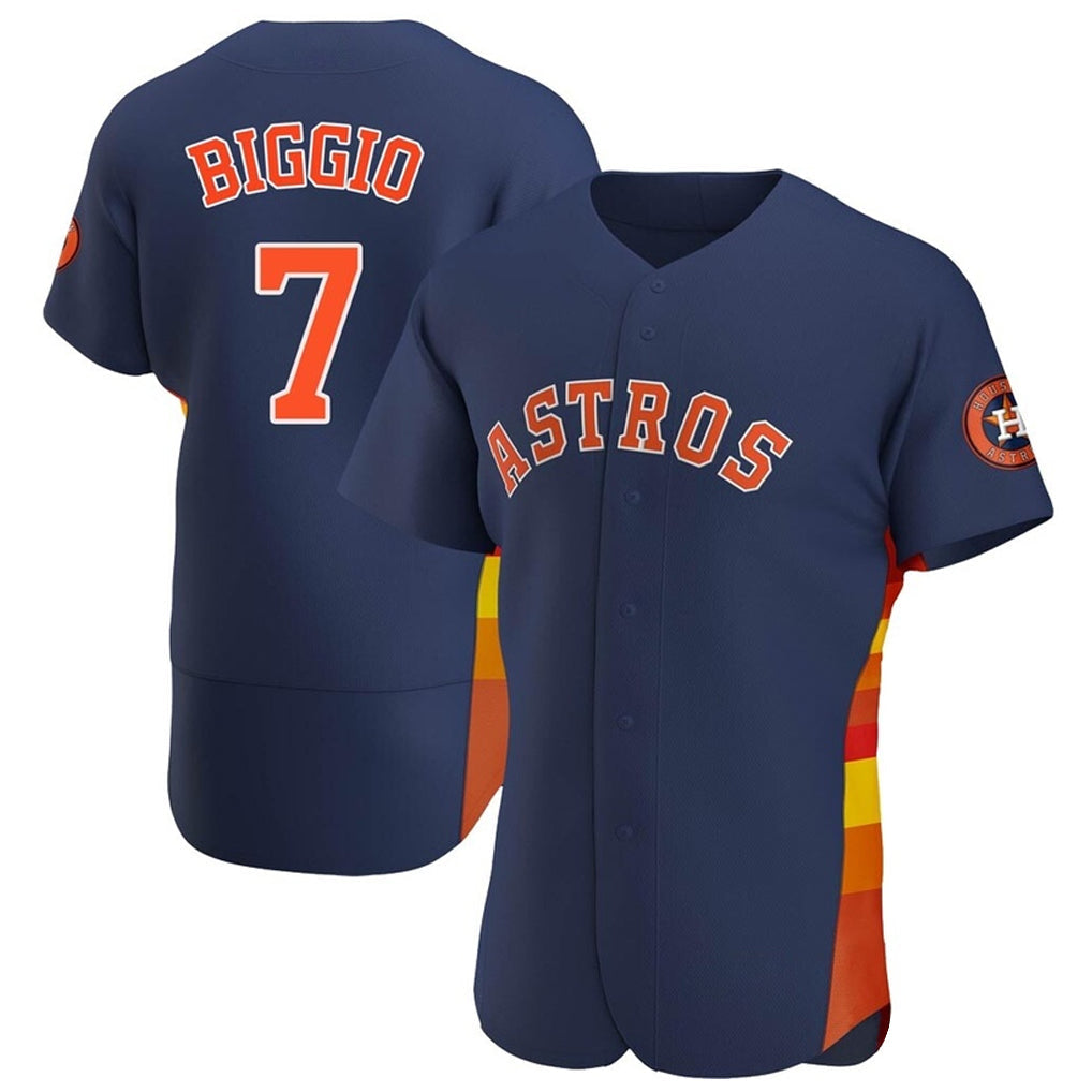 Pouc H.Astros #7 Craig Biggio Player Navy Home Limited Elite Stitched Jerseys
