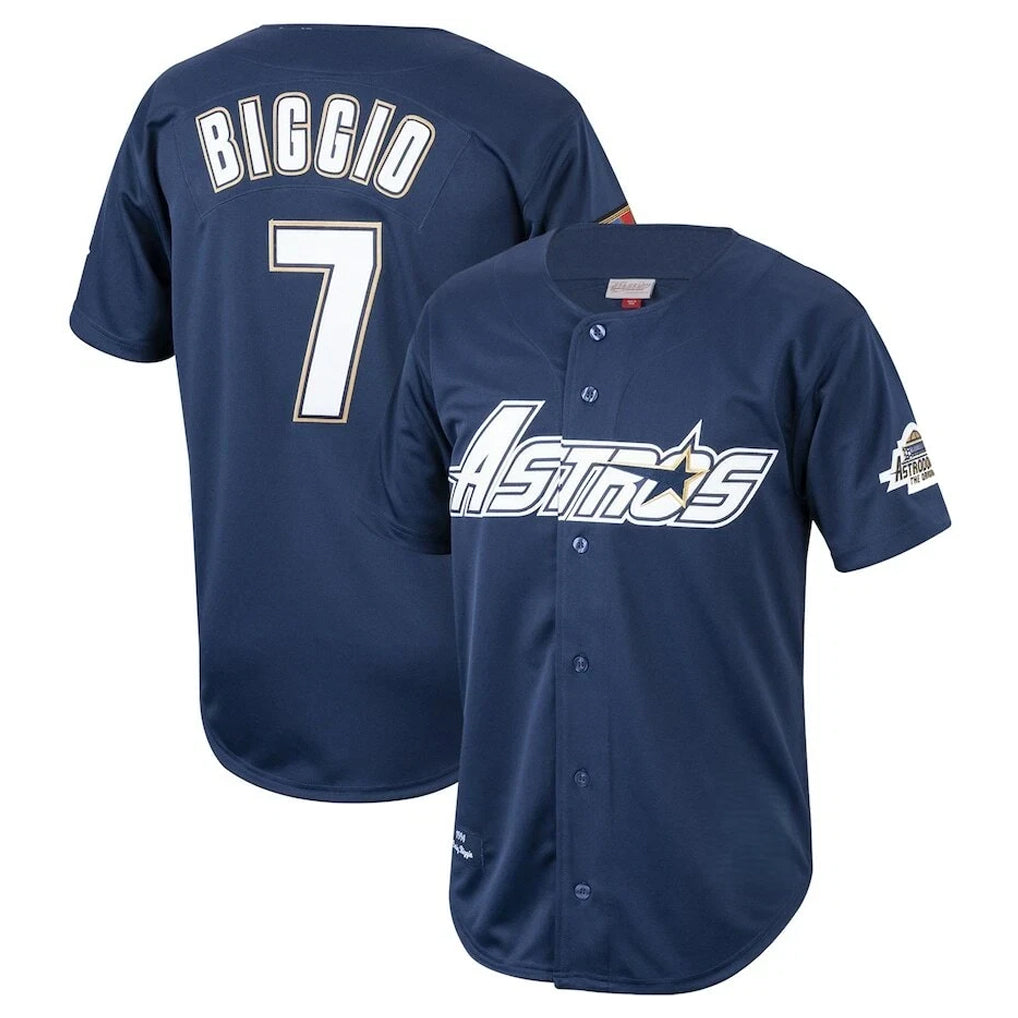 Pouc H.Astros #7 Craig Biggio Player Navy Mitchell & Ness Cooperstown Collection 1994 Limited Stitched Jerseys