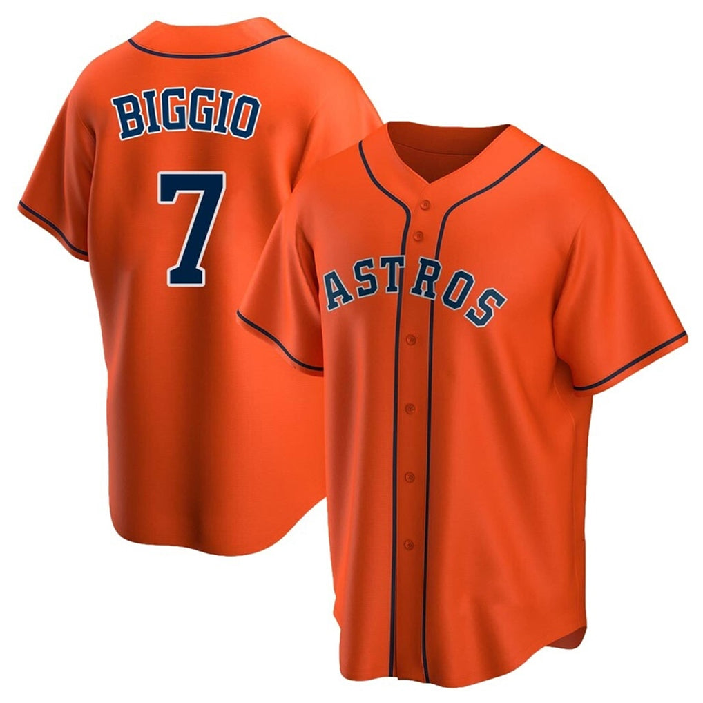 Pouc H.Astros #7 Craig Biggio Player Orange Home Game Stitched Jerseys