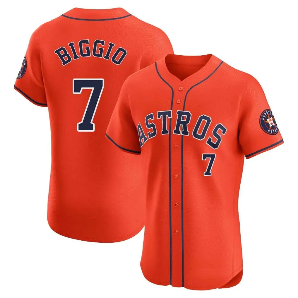 Pouc H.Astros #7 Craig Biggio Player Orange Home Limited Elite Stitched Jerseys