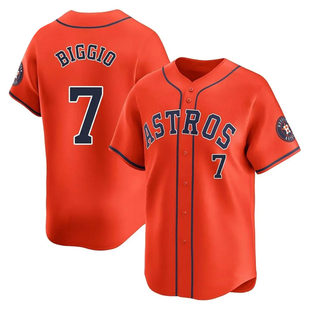 Pouc H.Astros #7 Craig Biggio Player Orange Home Limited Stitched Jerseys