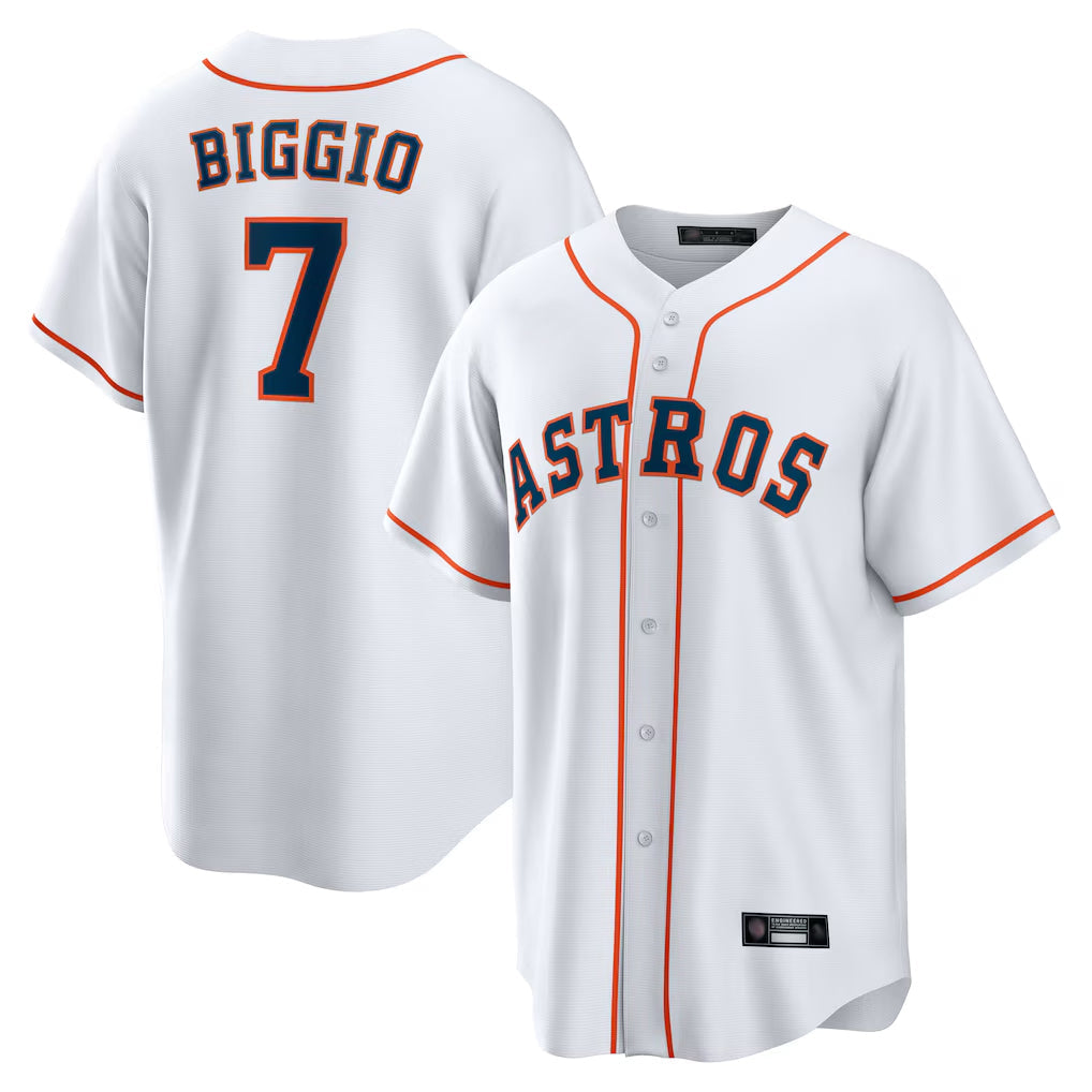 Pouc H.Astros #7 Craig Biggio Player White Home Game Stitched Jerseys
