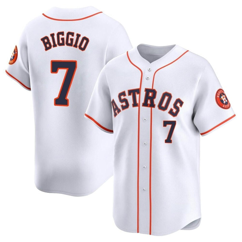 Pouc H.Astros #7 Craig Biggio Player White Home Limited Stitched Jerseys