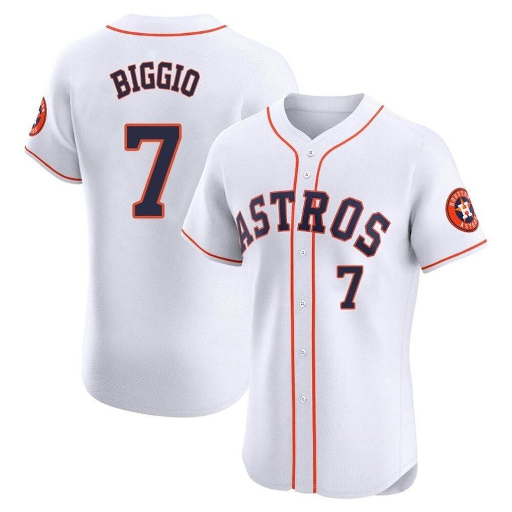 Pouc H.Astros #7 Craig Biggio Player White Limited Elite Home Stitched Jerseys