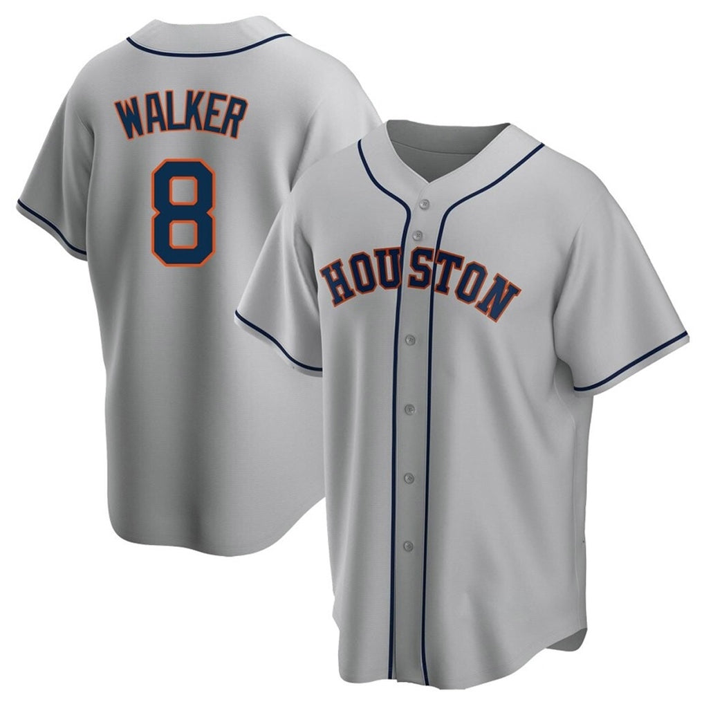 Pouc H.Astros #8 Christian Walker Player Gray Home Game Stitched Jerseys