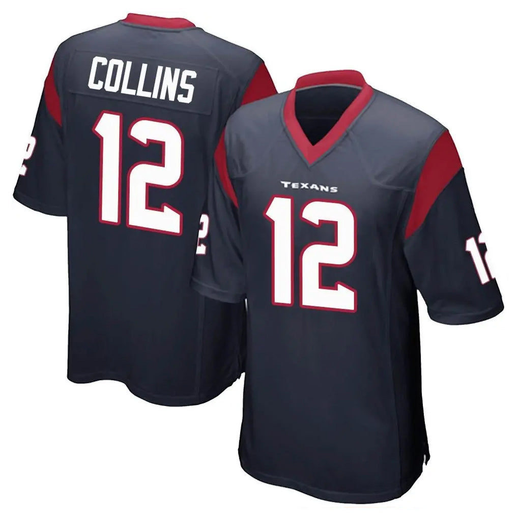 Pouc H.Texans #12 Nico Collins Player Navy Home Game Stitched Jerseys