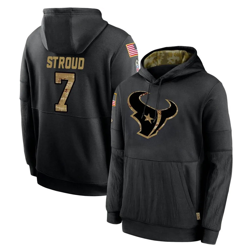 Pouc H.Texans #7 CJ Stroud Player Black Salute to Service Hoodies Limited Game Stitched Jerseys
