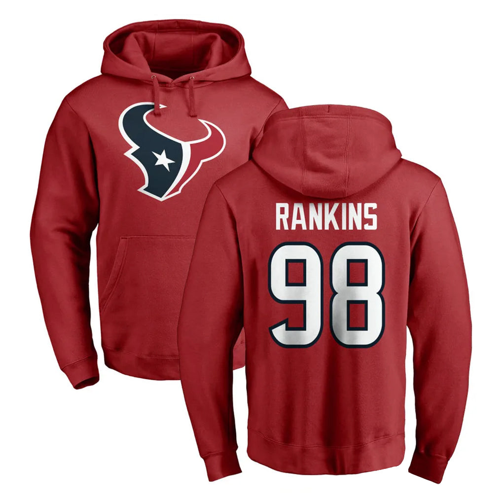 Pouc H.Texans #98 Sheldon Rankins Player Red Pro Line Pullover Hoodie Limited Game Stitched Jerseys