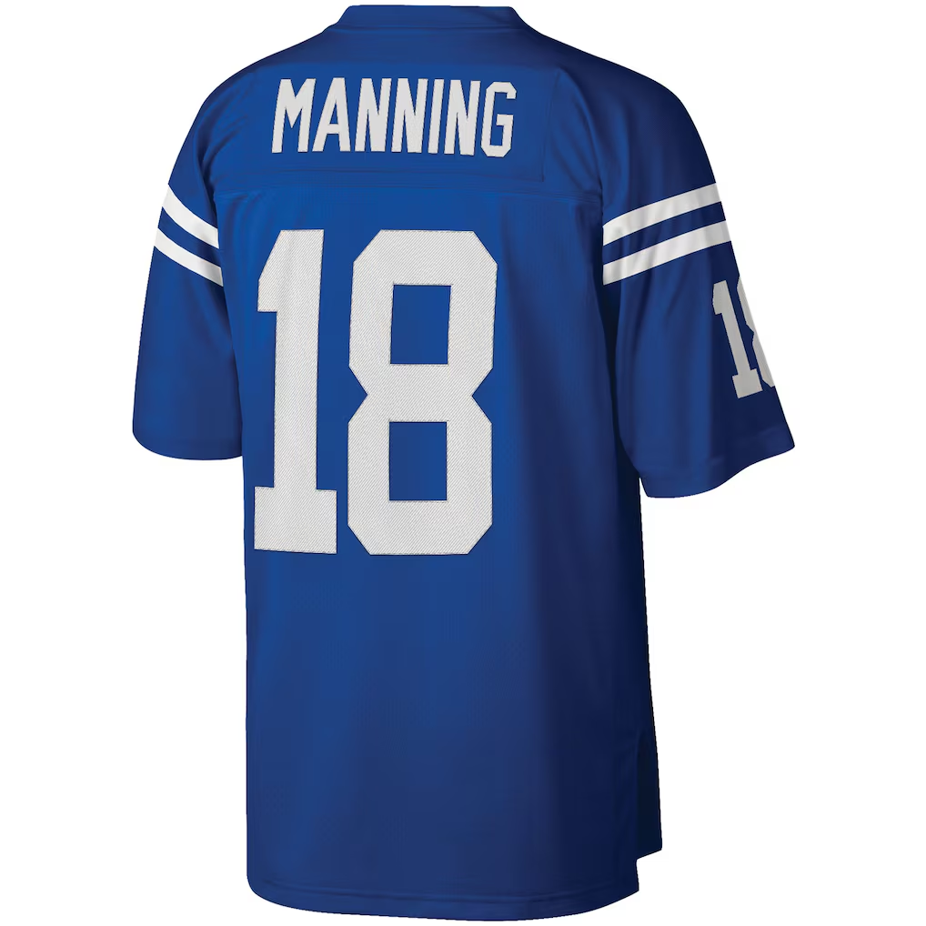 Pouc IN.Colts #18 Peyton Manning Mitchell & Ness Royal Big & Tall 1998 Retired Player Replica Stitched Puhic  Jersey