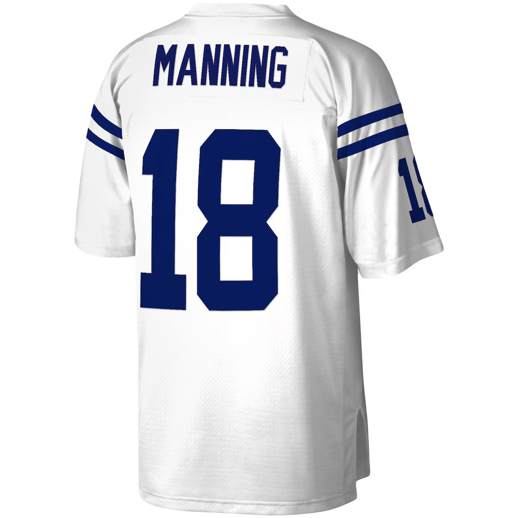 Pouc IN.Colts #18 Peyton Manning Mitchell & Ness White Legacy Replica Jersey