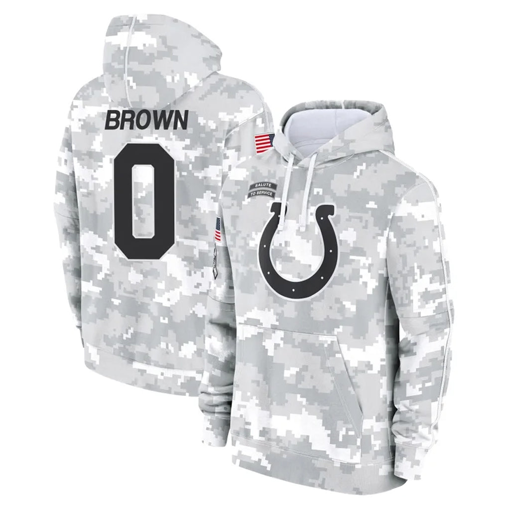 Pouc IN.Colts #0 Pharaoh Brown Player Arctic Camo Salute to Service Hoodies Limited Game Stitched Jerseys