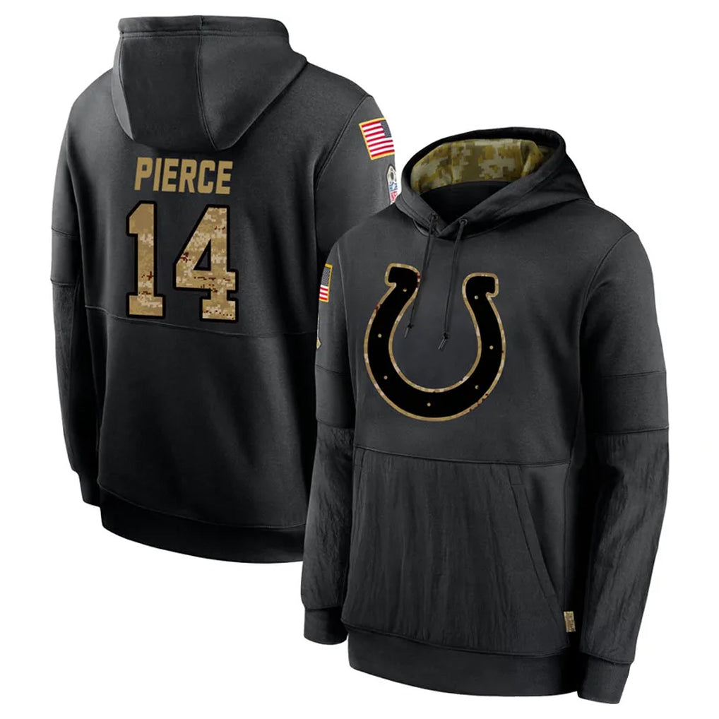 Pouc IN.Colts #14 Alec Pierce Player Black Salute to Service Hoodies Limited Game Stitched Jerseys