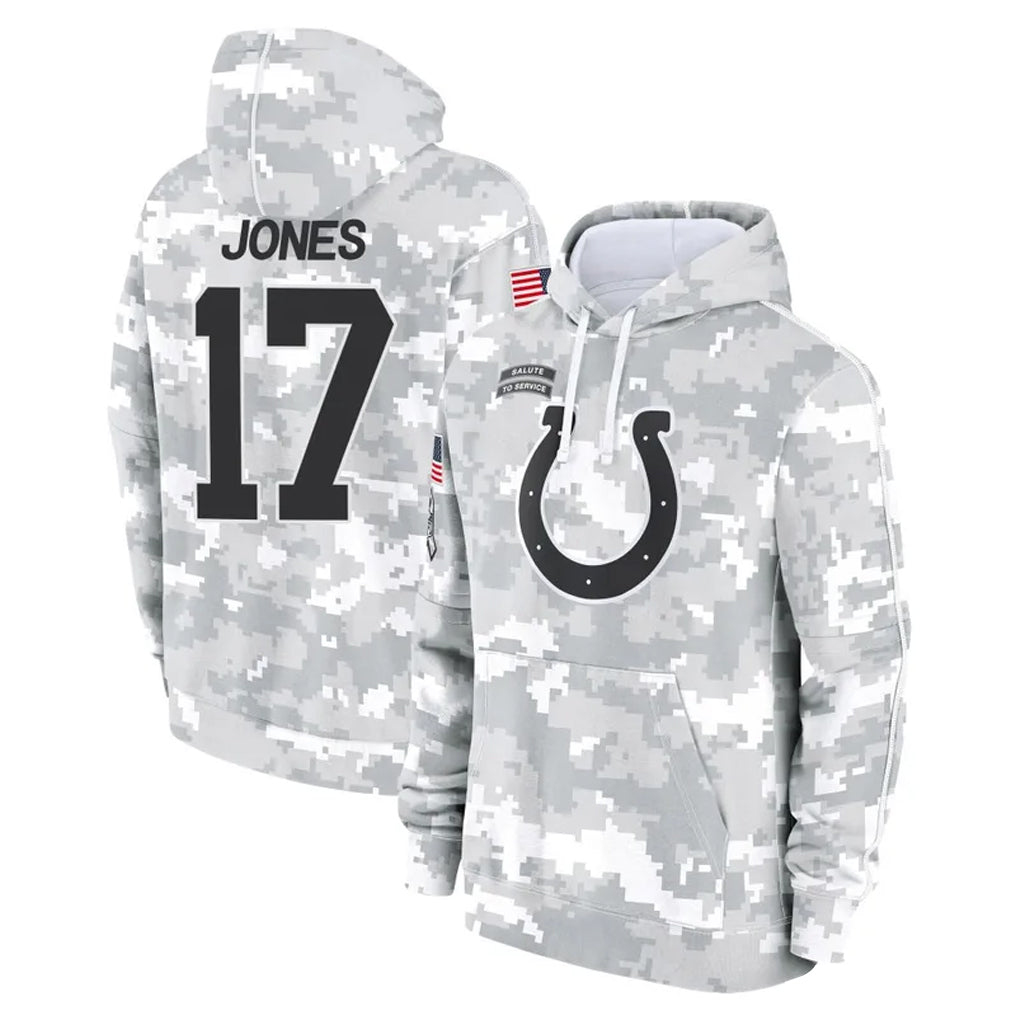 Pouc IN.Colts #17 Daniel Jones Player Arctic Camo Salute to Service Hoodies Limited Game Stitched Jerseys