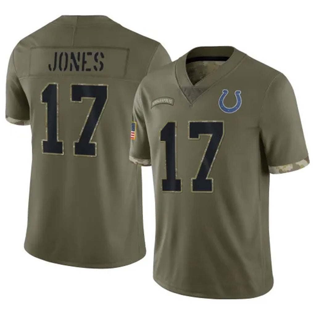 Pouc IN.Colts #17 Daniel Jones Player Salute to Service Olive Stitched Jerseys