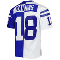 Pouc IN.Colts #18 Peyton Manning Mitchell & Ness Royal-White Split Legacy Replica Stitched Jerseys