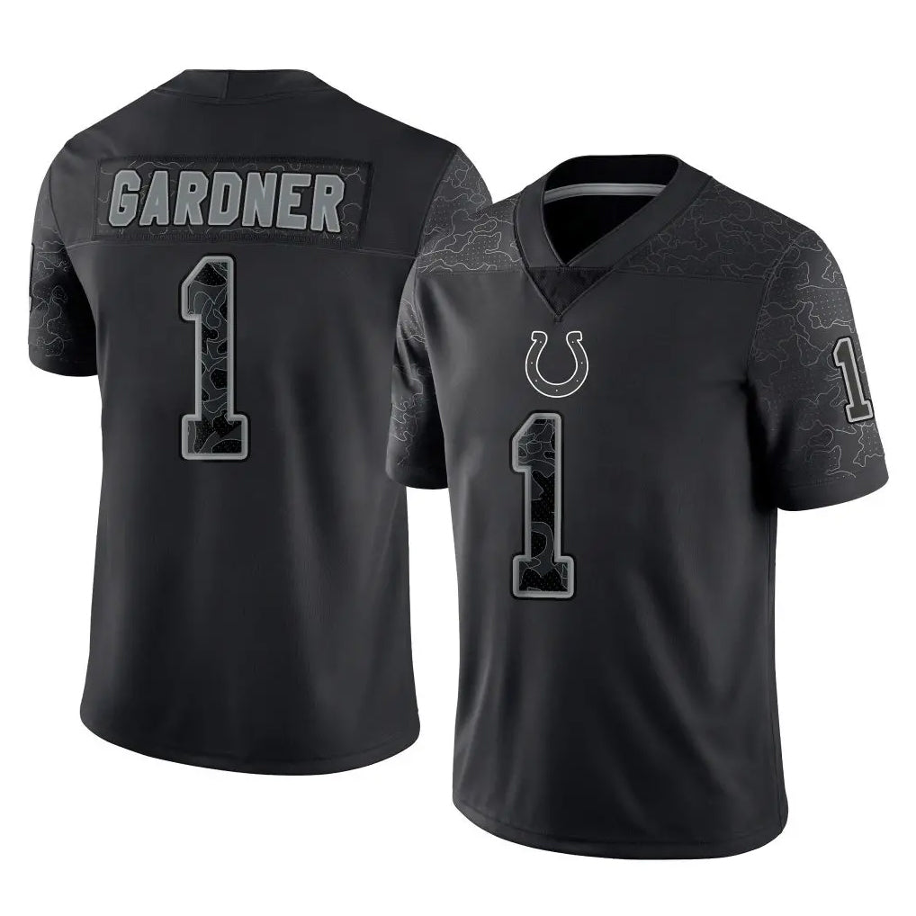 Pouc IN.Colts #1 Sauce Gardner Player Black Reflective Limited Game Stitched Jerseys