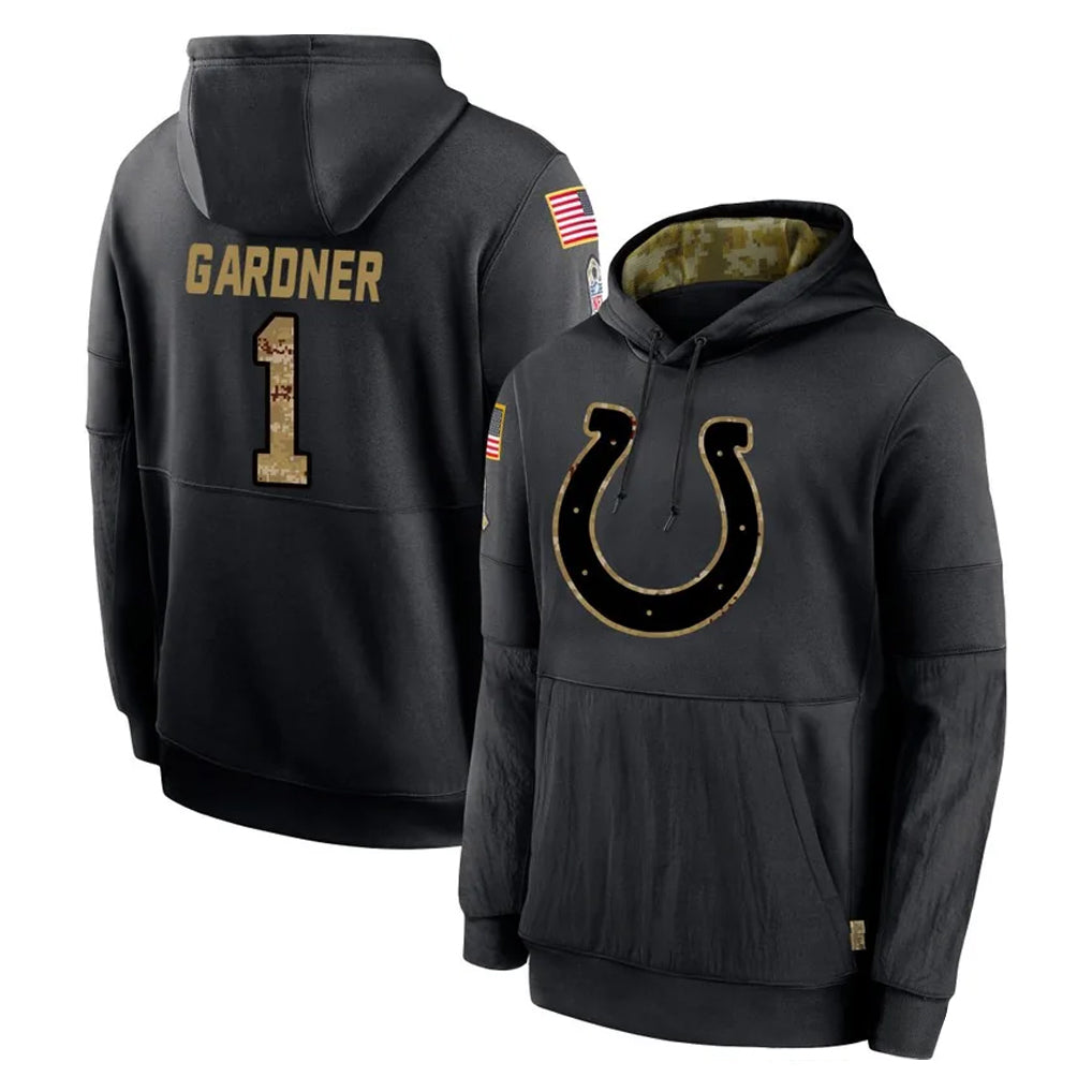Pouc IN.Colts #1 Sauce Gardner Player Black Salute to Service Hoodies Limited Game Stitched Jerseys