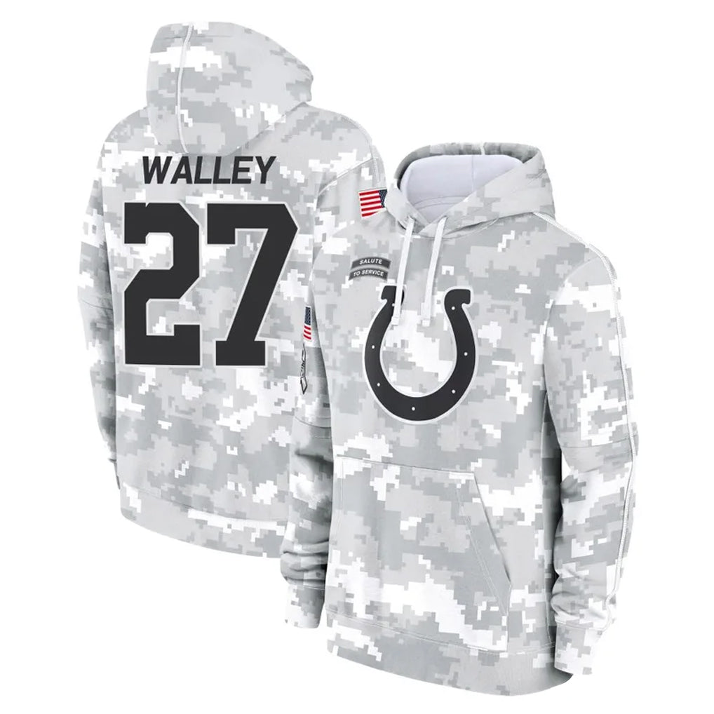 Pouc IN.Colts #27 Justin Walley Player Arctic Camo Salute to Service Hoodies Limited Game Stitched Jerseys