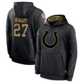 Pouc IN.Colts #27 Justin Walley Player Black Salute to Service Hoodies Limited Game Stitched Jerseys