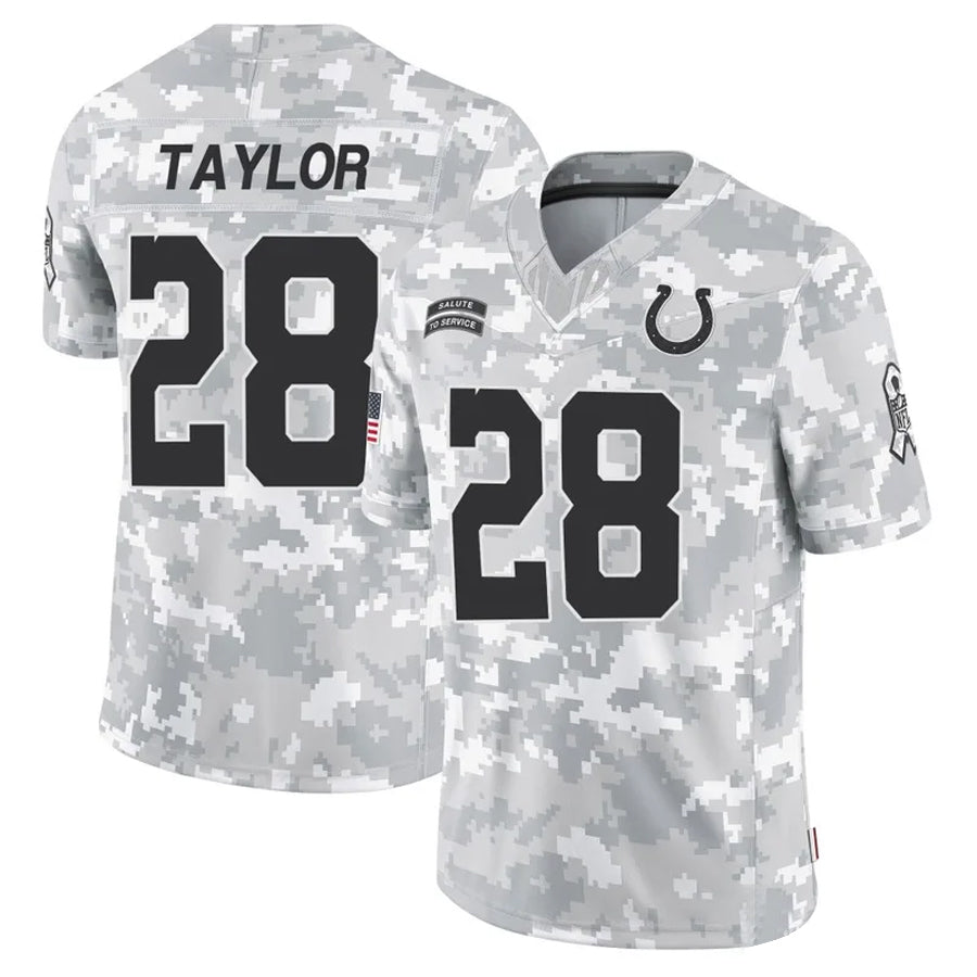 Pouc IN.Colts #28 Jonathan Taylor Player Arctic Camo Salute to Service Limited Stitched Jerseys