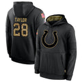 Pouc IN.Colts #28 Jonathan Taylor Player Black Salute To Service Hoodies Stitched Jerseys
