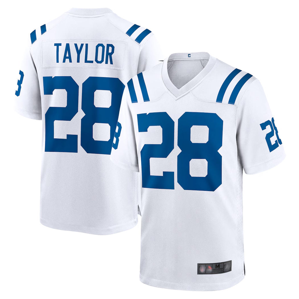 Pouc IN.Colts #28 Jonathan Taylor Player White Home Game Stitched Jerseys
