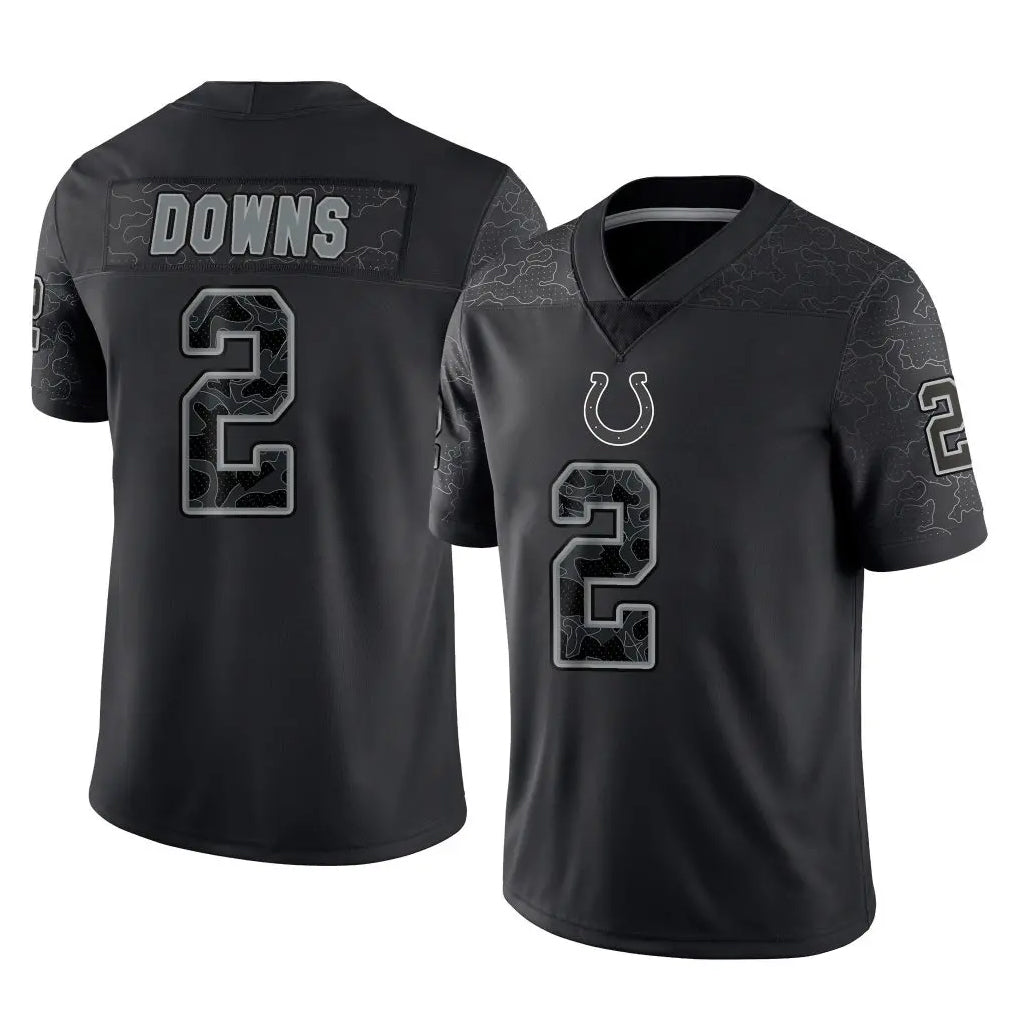Pouc IN.Colts #2 Josh Downs Player Black Reflective Limited Game Stitched Jerseys