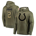 Pouc IN.Colts #2 Josh Downs Player Olive Salute to Service Pullover Hoodies Home Game Stitched Jerseys
