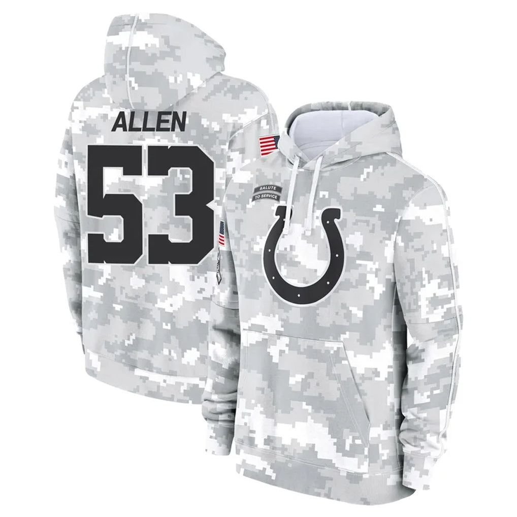 Pouc IN.Colts #53 CJ Allen Player Arctic Camo Salute to Service Hoodies Limited Game Stitched Jerseys